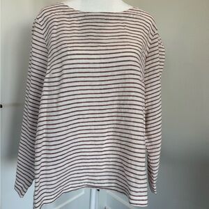 Sigrid Olsen 100% Linen Striped Long Sleeve Blouse – Size L